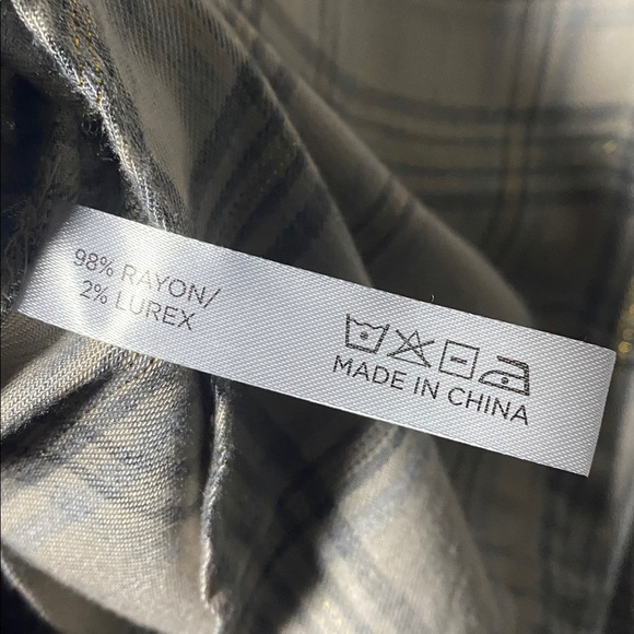 Tuckernuck Ruffle Blouse NWT Women’s XXL Tan Plaid Long Sleeve Collared Shirt - Picture 8 of 15